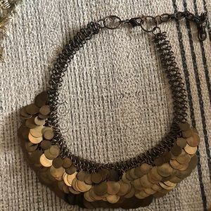 Anthropologie multi tiered brass necklace